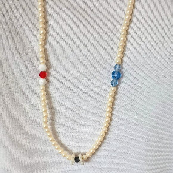 Laguna for Tempo Vtg Bead Necklace 34" Long Pearl & Multicolor Glass Beads - Picture 3 of 12